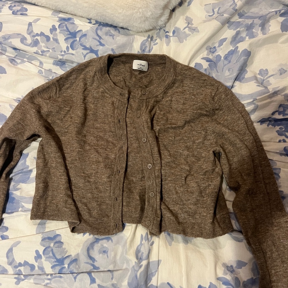 Aritzia Wilfred Sicily Cardigan in Heather Nomad Taupe - Picture 3 of 4